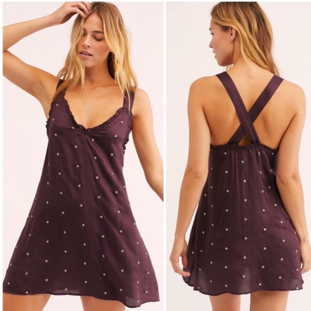 Free People “Dreaming Of You” Slip Dress Wine NWT